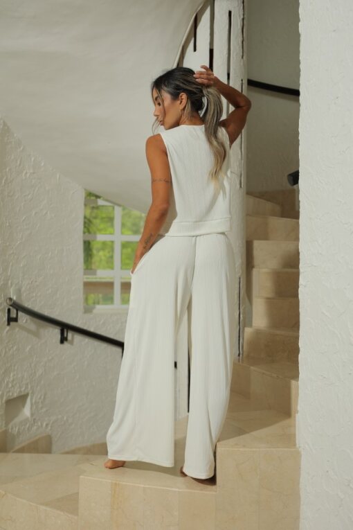 PANTALON ANCHO EN TELA RIB
