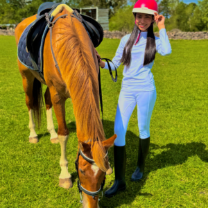 CALZA EQUITACIÓN BLANCA BRILLANTE